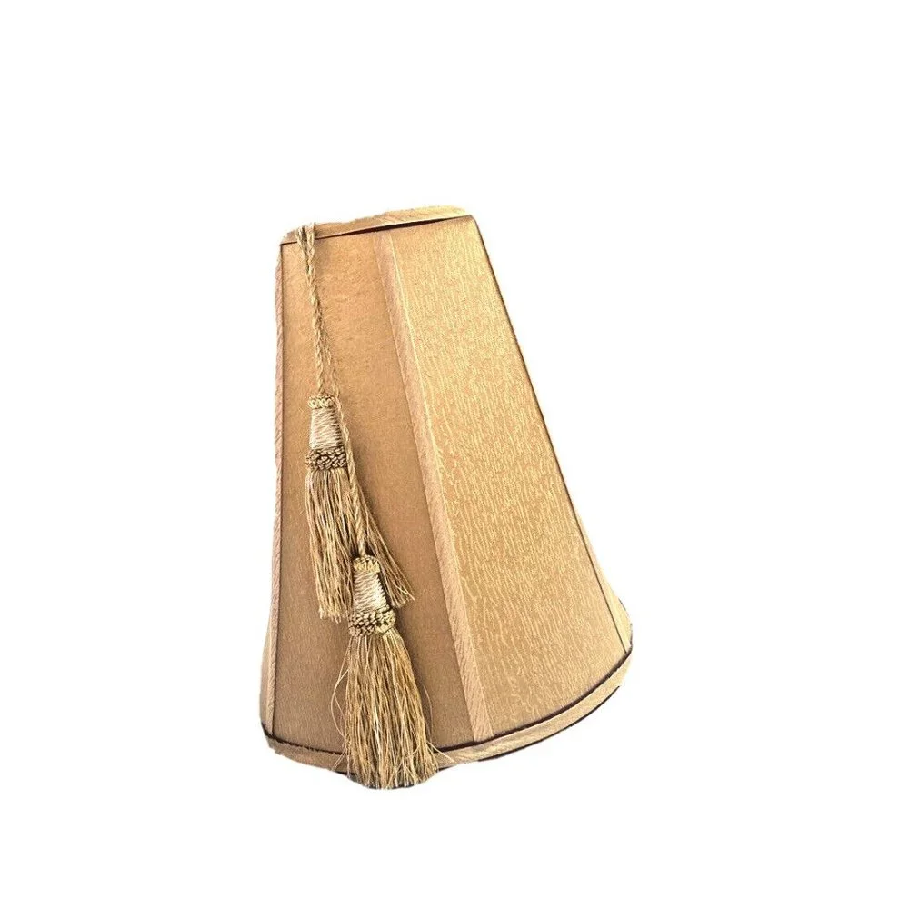 Vintage Golden Lampshade Horn Empire Tassels Red Ribbon Trim Luxury Home Lamps